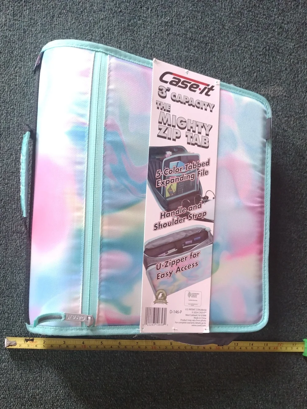Case-it Mighty Zip Tab Expanding Tablet Case – Pastel Tie-Dye